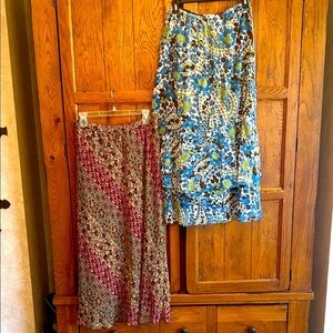 Lot of 2 Floral Patterned Long Skirts by Christopher & Banks Both Medium